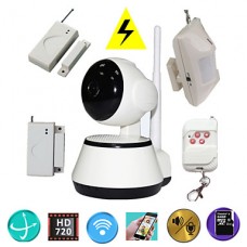 H.264 1.0MP HD 720P IP Camera P2P Pan IR Cut TF Card WiFi Network IP Security System With Wireless Alarm Detector